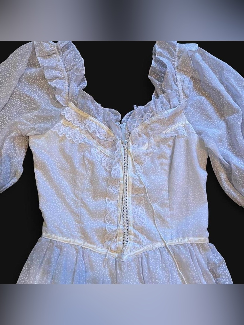 VINTAGE • GUNNE SAX ETHEREAL PASTEL FLORAL COTTON COQUETTE PRAIRIE BODICE DRESS